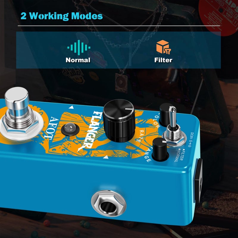 AFOT Classic Flanger Guitar Pedal, Vintage Analog Flanger Effect Pedal, Electric Guitar Effects Pedal, True Bypass, Blue Flanger - Image 3